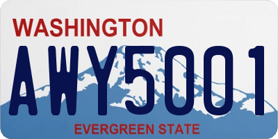 WA license plate AWY5001
