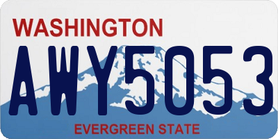 WA license plate AWY5053