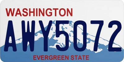 WA license plate AWY5072