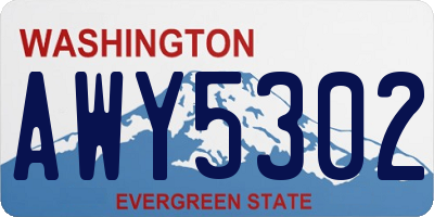 WA license plate AWY5302