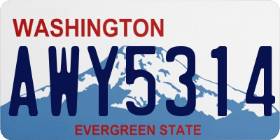 WA license plate AWY5314