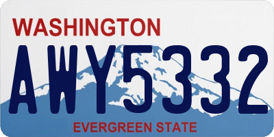 WA license plate AWY5332