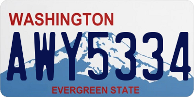 WA license plate AWY5334