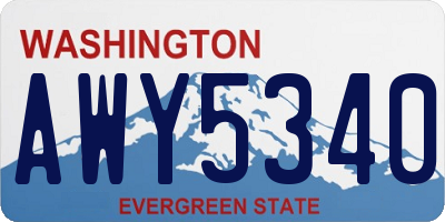 WA license plate AWY5340