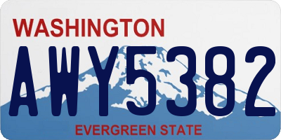 WA license plate AWY5382