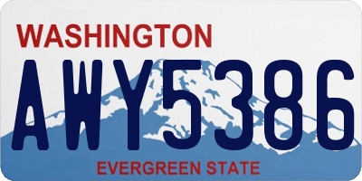 WA license plate AWY5386