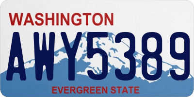 WA license plate AWY5389