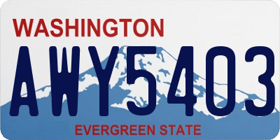 WA license plate AWY5403