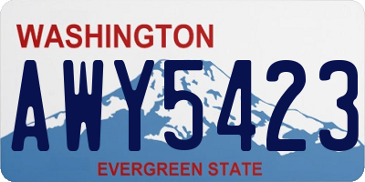 WA license plate AWY5423