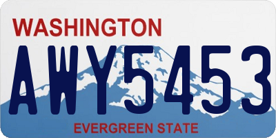 WA license plate AWY5453