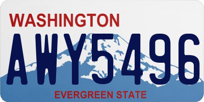 WA license plate AWY5496