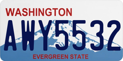 WA license plate AWY5532