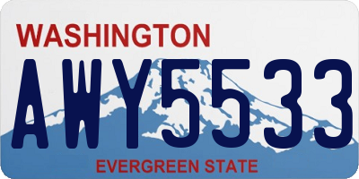 WA license plate AWY5533