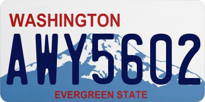 WA license plate AWY5602