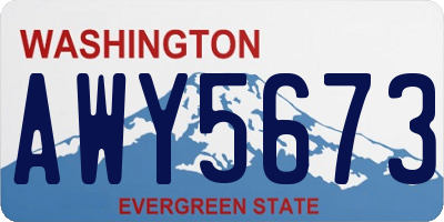 WA license plate AWY5673
