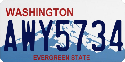 WA license plate AWY5734