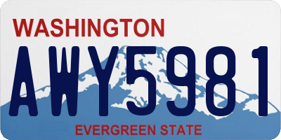 WA license plate AWY5981