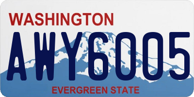 WA license plate AWY6005