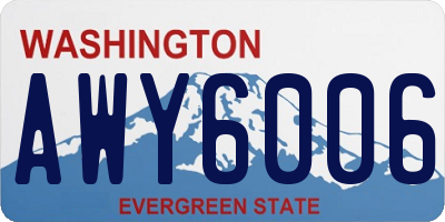 WA license plate AWY6006
