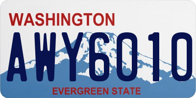 WA license plate AWY6010