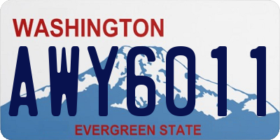WA license plate AWY6011