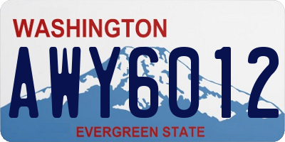 WA license plate AWY6012