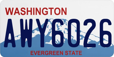 WA license plate AWY6026