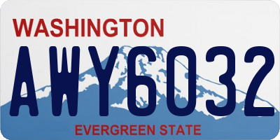 WA license plate AWY6032