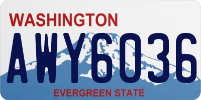 WA license plate AWY6036