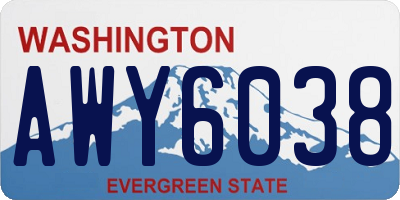 WA license plate AWY6038