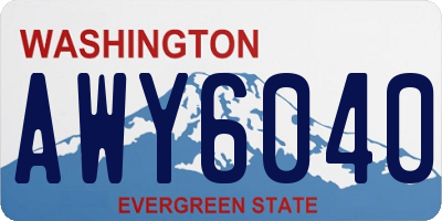 WA license plate AWY6040
