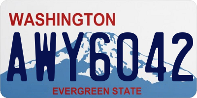 WA license plate AWY6042