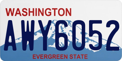 WA license plate AWY6052