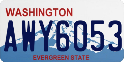 WA license plate AWY6053