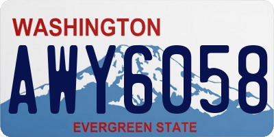 WA license plate AWY6058