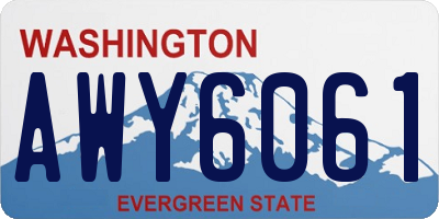 WA license plate AWY6061