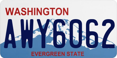 WA license plate AWY6062