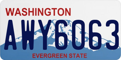 WA license plate AWY6063