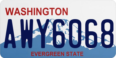 WA license plate AWY6068