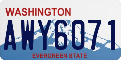 WA license plate AWY6071