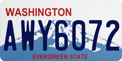 WA license plate AWY6072