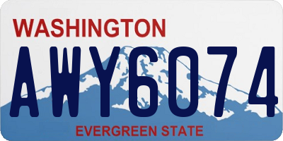 WA license plate AWY6074