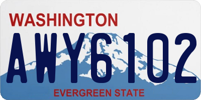 WA license plate AWY6102