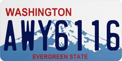 WA license plate AWY6116