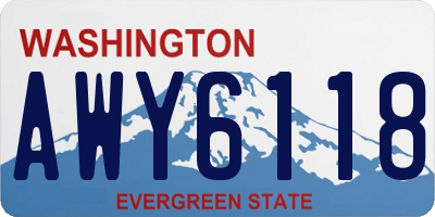WA license plate AWY6118
