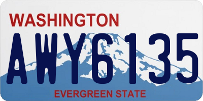 WA license plate AWY6135