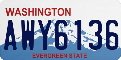 WA license plate AWY6136