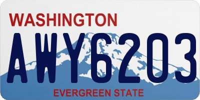 WA license plate AWY6203