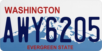 WA license plate AWY6205