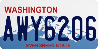 WA license plate AWY6206